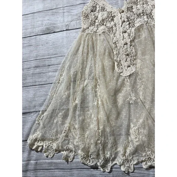 Rare Vintage Free People Say Hello to Heaven Lace Dots Crochet Slip Dress XS - Picture 3 of 13